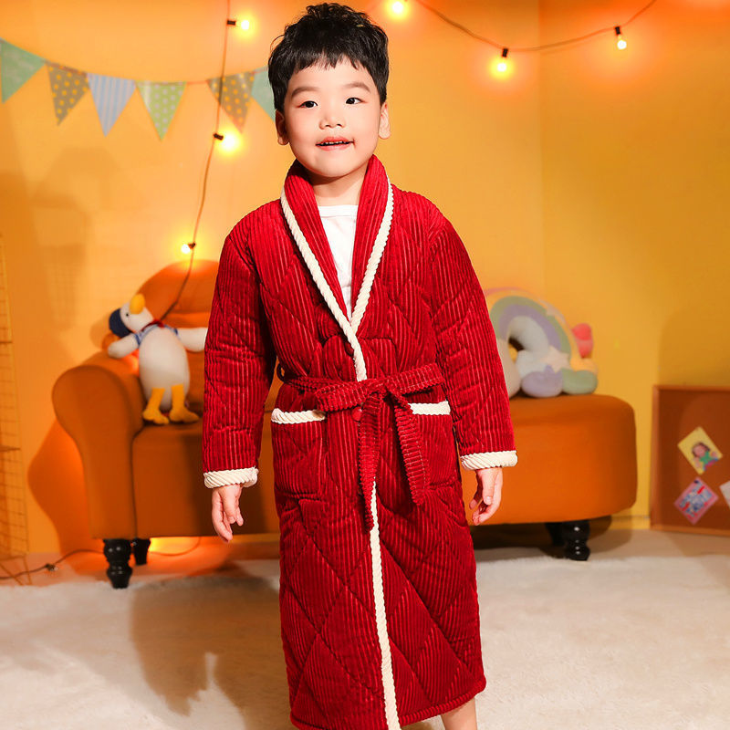 Coral Fleece Quilted Bathrobe For Baby Kids - Tokcobstore
