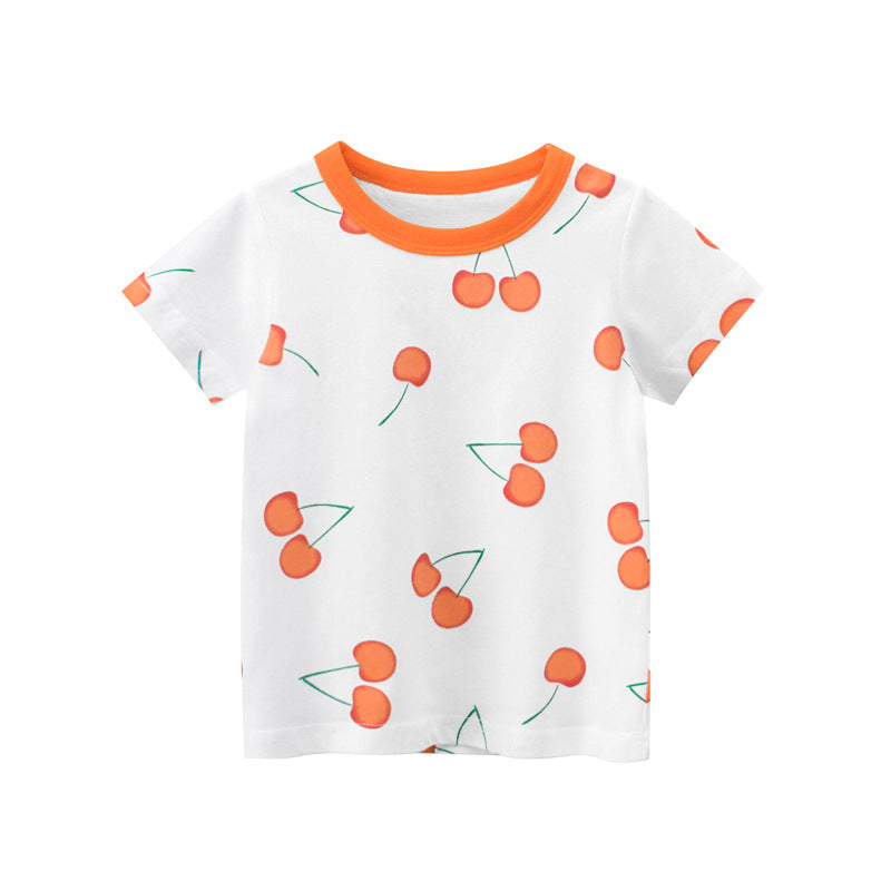 Fashion Summer Print Girls Short Sleeve T-shirt - Tokcobstore