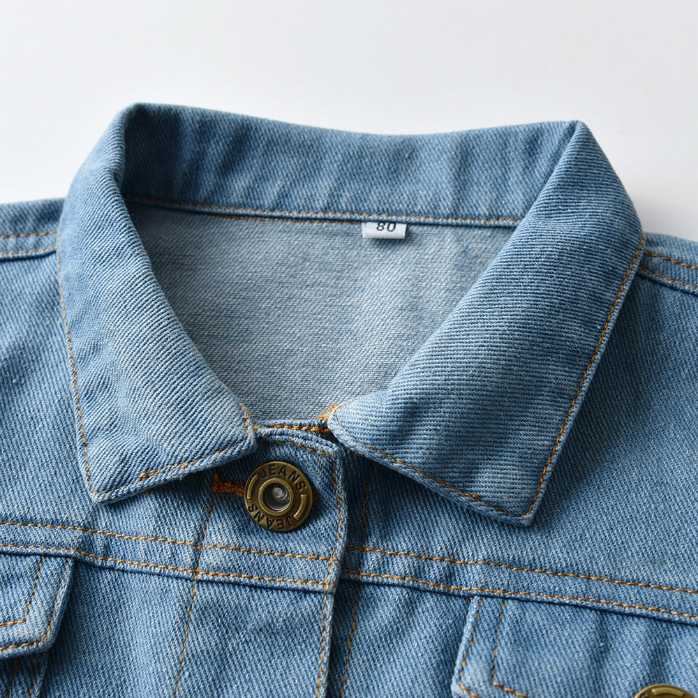 Fashion Children's Lapel Denim Jacket Cardigan - Tokcobstore