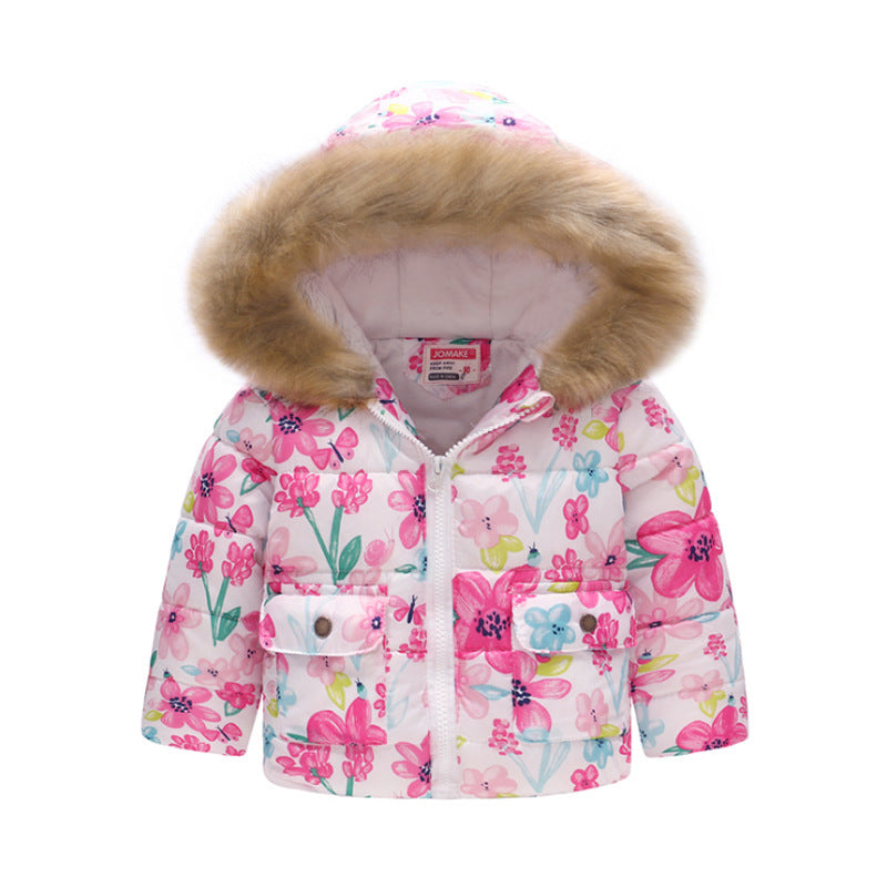 Printed hooded padded children's coat - Tokcobstore