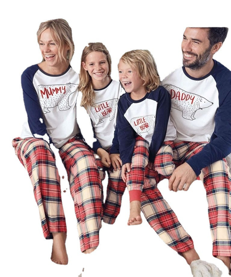 New Home Service Parent-child Suit Christmas Bear Pajamas Print - Tokcobstore