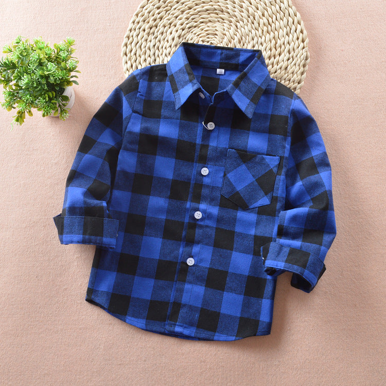 Children's plaid shirt boys and girls children's cotton shirt - Tokcobstore