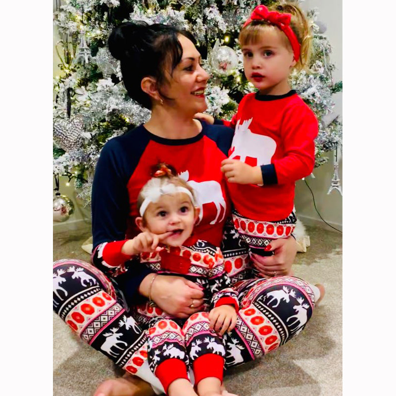 Christmas elk print family pajamas - Tokcobstore