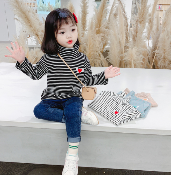 Half high neck striped sweater - Tokcobstore