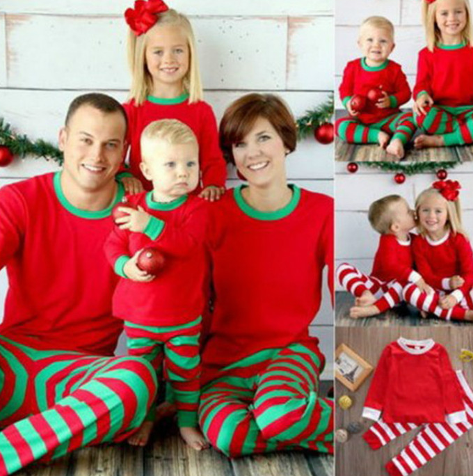 Family striped christmas pajamas - Tokcobstore