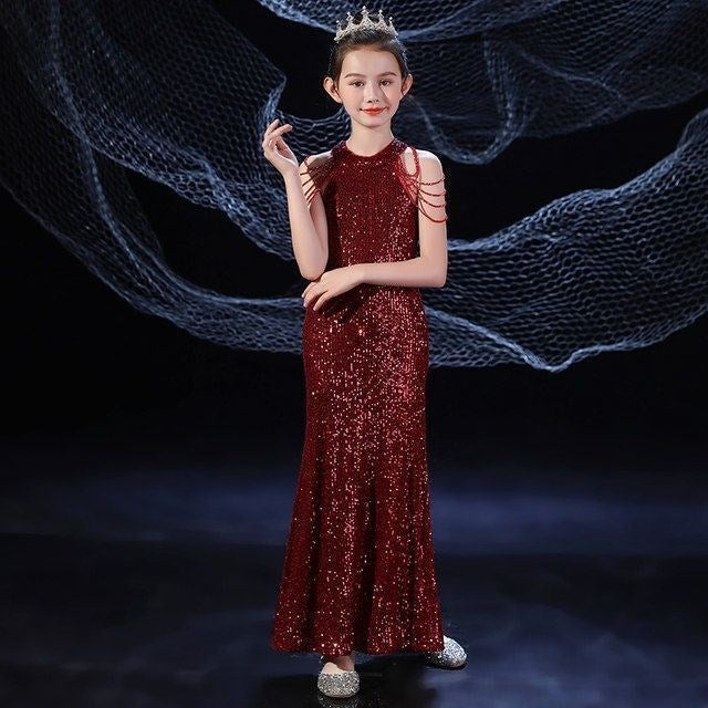 Evening Dress Girl Host Fishtail Niche Sequined Costume - Tokcobstore