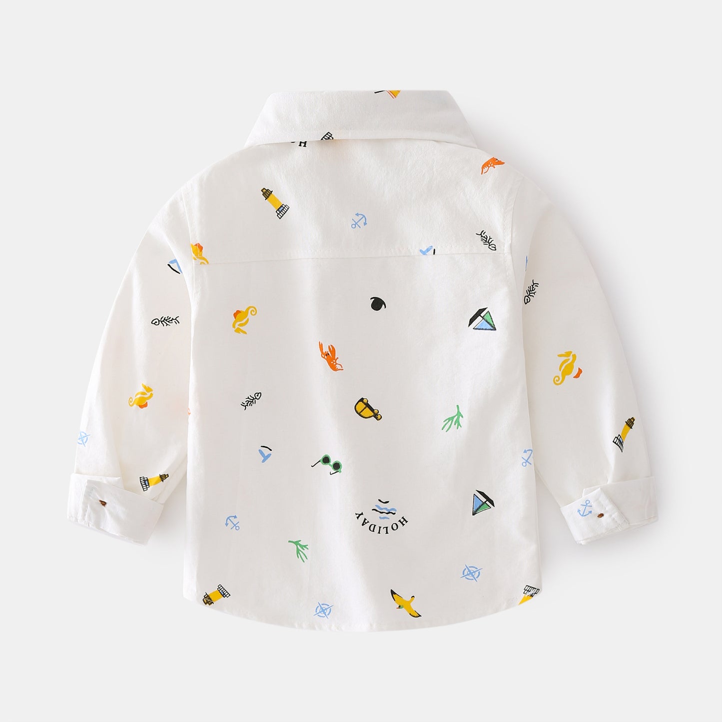 Boys Long Sleeve Lapel Shirt Cartoon Print Casual Shirt Kids Cool Long Sleeve Shirt - Tokcobstore