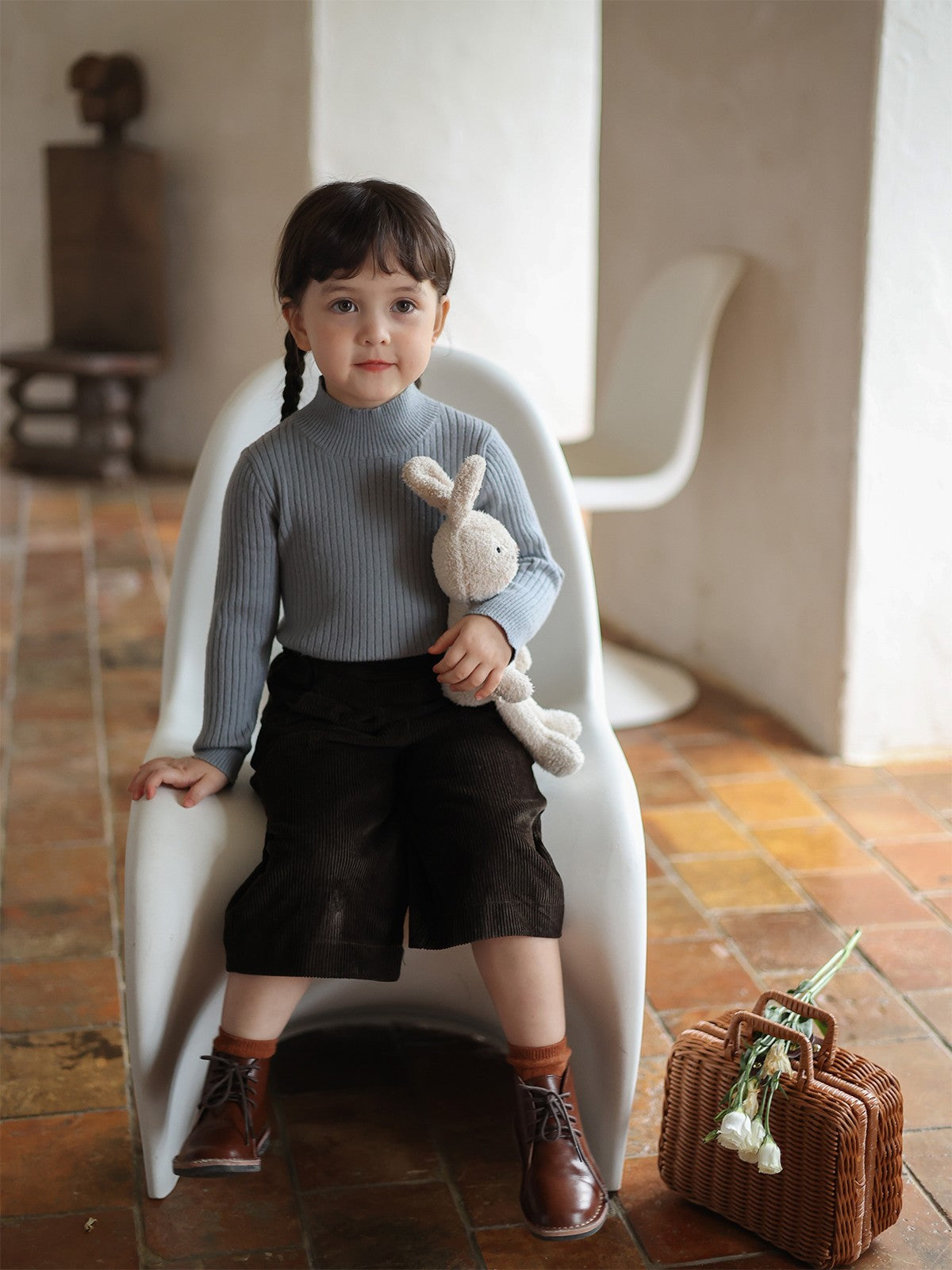 Girls Wear Children Spring And Autumn Fashion Half Turtleneck Sweater Baby Everything With A Trendy Knit Base Shirt - Tokcobstore