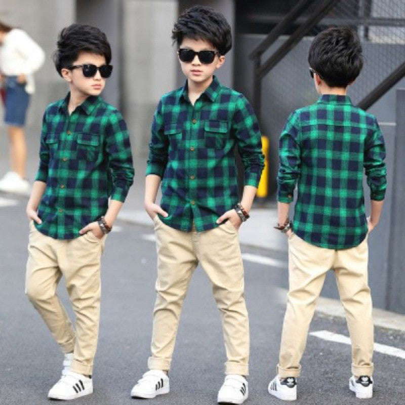 Children's Shirt Long-sleeved Autumn Casual Children's Striped Autumn Shirt - Tokcobstore