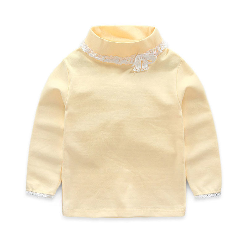 Bow-knot T-shirt Korean Girl Children's Fashion Western Style Children's Lace Bottoming Shirt - Tokcobstore