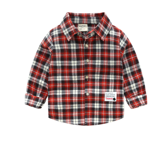 Fashion Cute Children's Plaid Shirt Long Sleeve Shirt - Tokcobstore