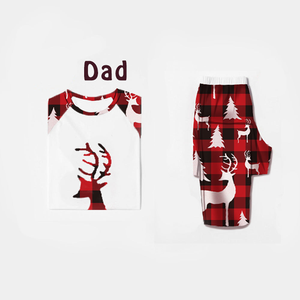 Christmas European And American Christmas Deer Head Print Parent-child Home Service Suit - Tokcobstore