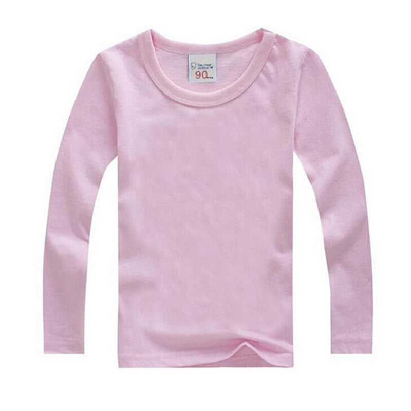 Autumn Children's Round Neck Solid Color Long-sleeved T-shirt