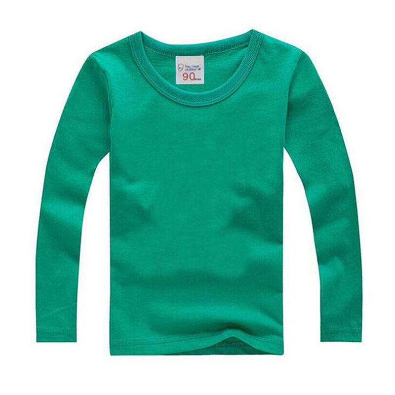 Autumn Children's Round Neck Solid Color Long-sleeved T-shirt