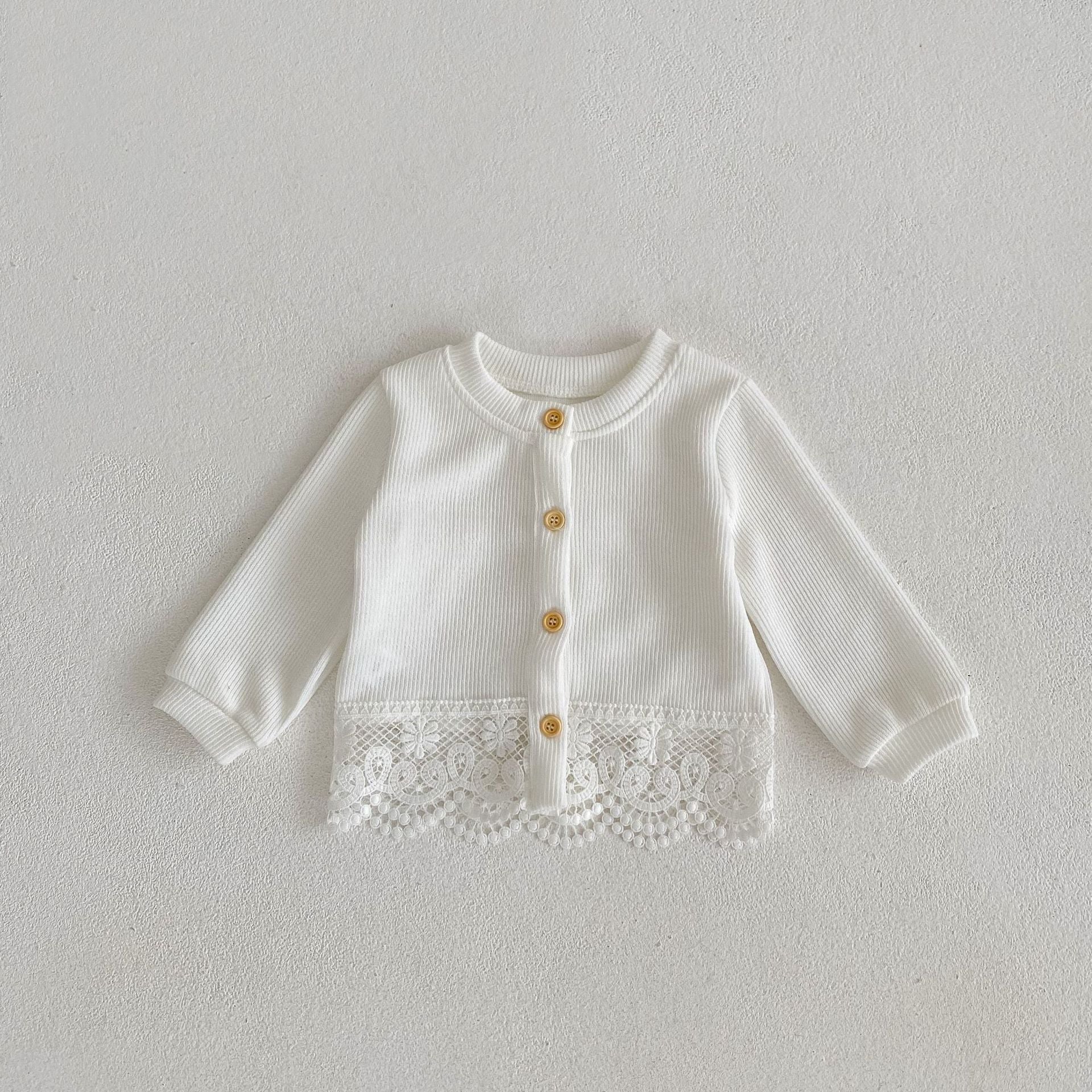 Autumn Baby Round Neck Lace Long-sleeved Jacket Knitted Cardigan - Tokcobstore