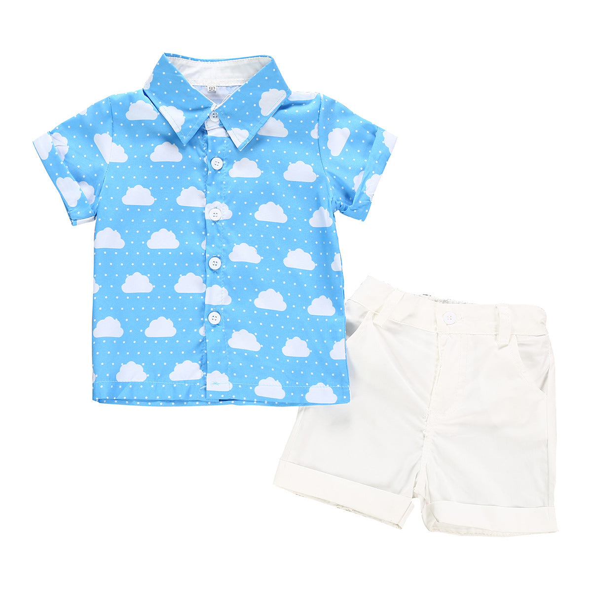 Summer New Boys Print Short-Sleeved Shirt And Shorts Suit - Tokcobstore