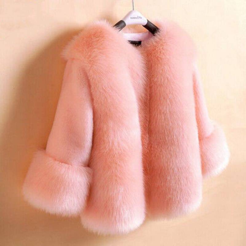 Girls' New Fox Fur Thickened Cotton Coat