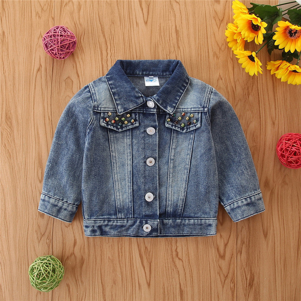 Girls' Denim Jacket Children's Western Style All Match - Tokcobstore