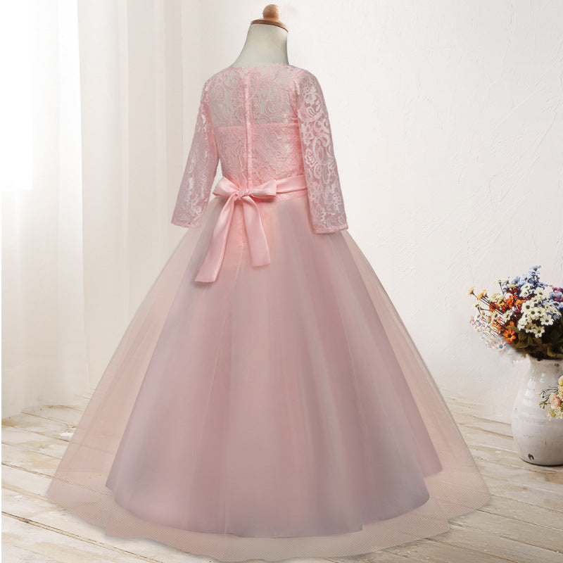 Children's dress long sleeve wedding flower girl skirt - Tokcobstore