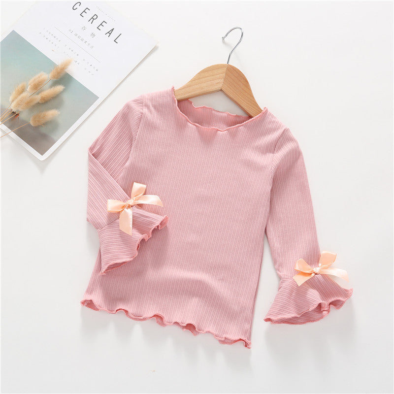 Long Sleeve Lace Bow T-Shirt