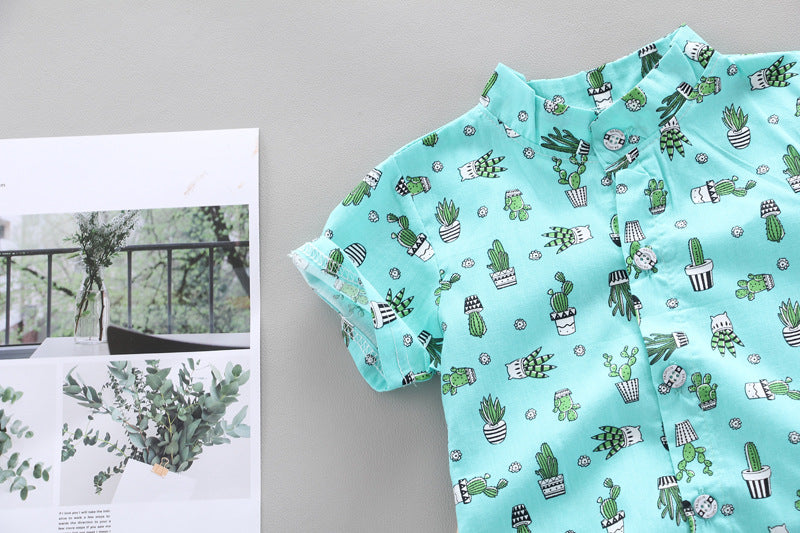 Printed boy shirt cactus top