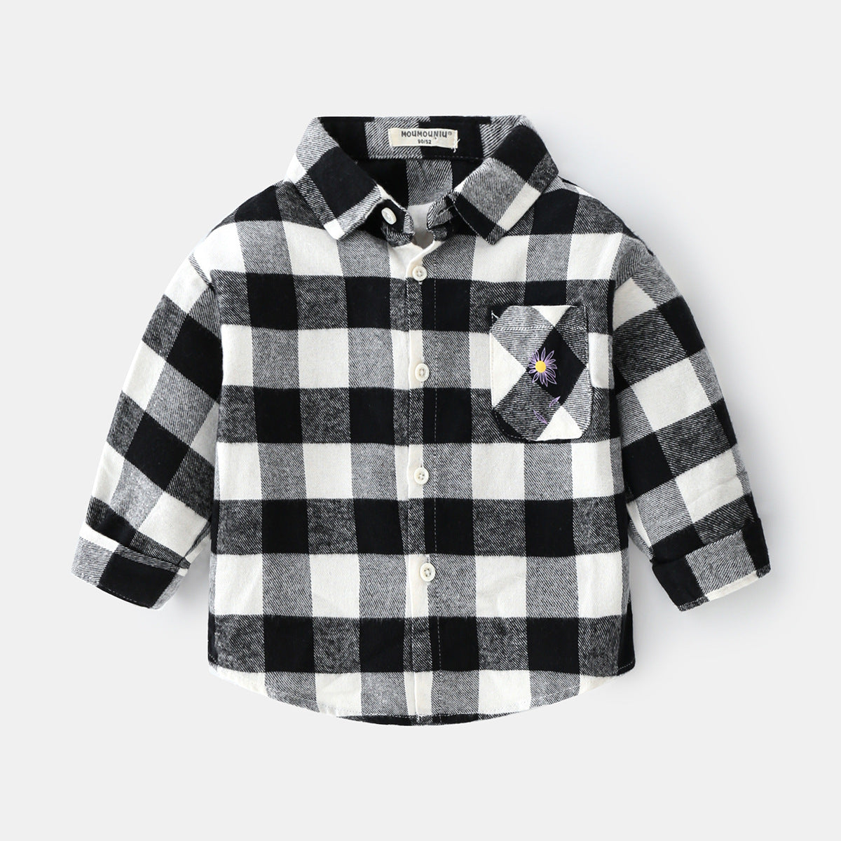 Boys new plaid car lapel long sleeve shirt - Tokcobstore