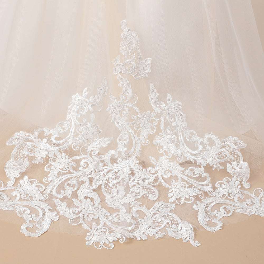 Lace Pearl Dress Satin Skirt Wedding