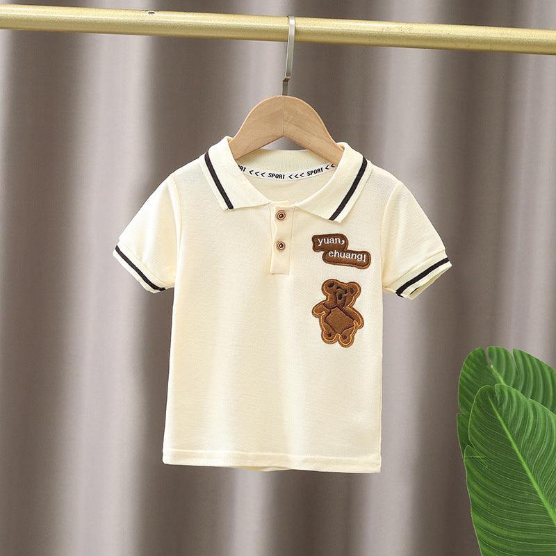 Boys Summer Suit Summer New Children's Boys' Fashion Short-sleeved Cartoon Shirt Two-piece Set - Tokcobstore