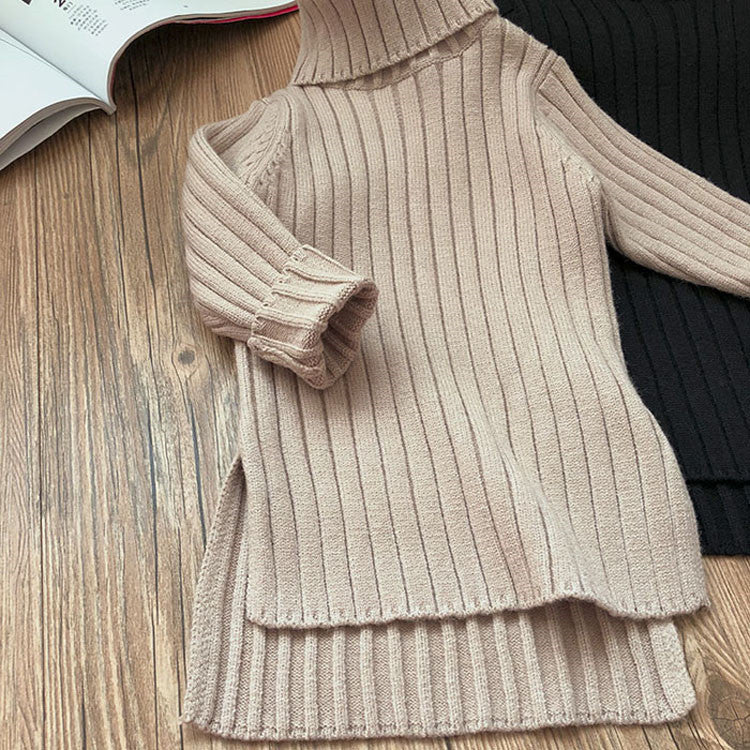Split solid color all-match sweater sweater - Tokcobstore