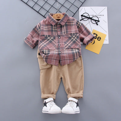 Plaid Shirt And Pants Suit - Tokcobstore