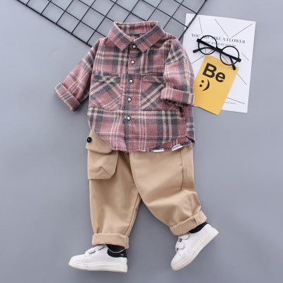 Plaid Shirt And Pants Suit - Tokcobstore