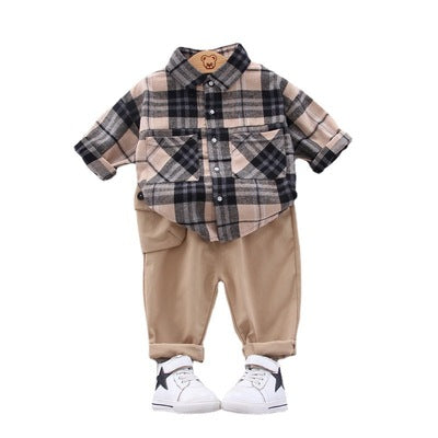 Plaid Shirt And Pants Suit - Tokcobstore