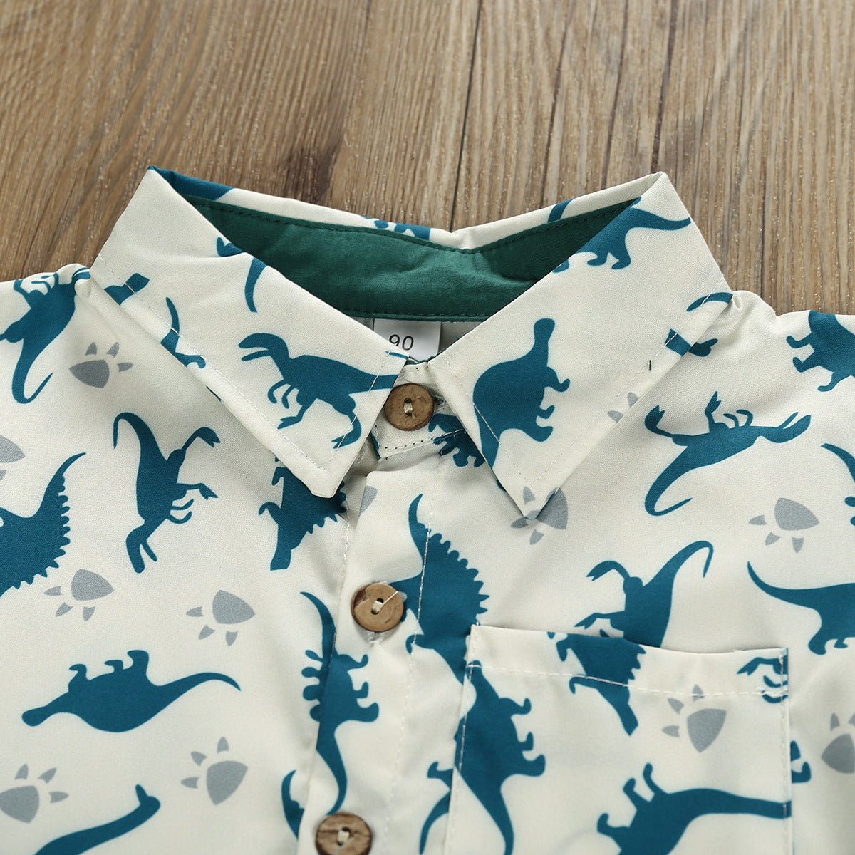 Boys Gentleman Shirt Dinosaur Print Short Sleeve Suit