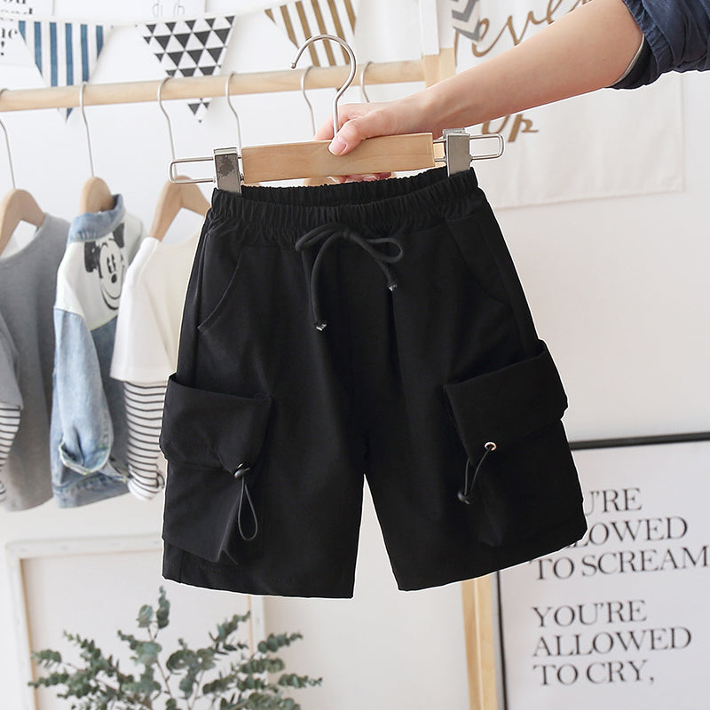 The New Middle And Small Children Children's Five-Point Pants Overalls Summer Boys' Pants Trend