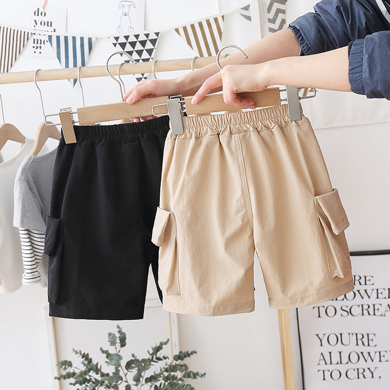 The New Middle And Small Children Children's Five-Point Pants Overalls Summer Boys' Pants Trend