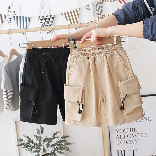 The New Middle And Small Children Children's Five-Point Pants Overalls Summer Boys' Pants Trend