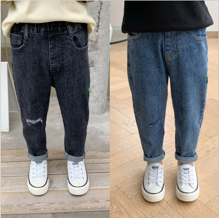 Xiaojiejia Boys' Pants Autumn Children's Jeans Korean Style Trendy Children's Pants New Trend - Tokcobstore