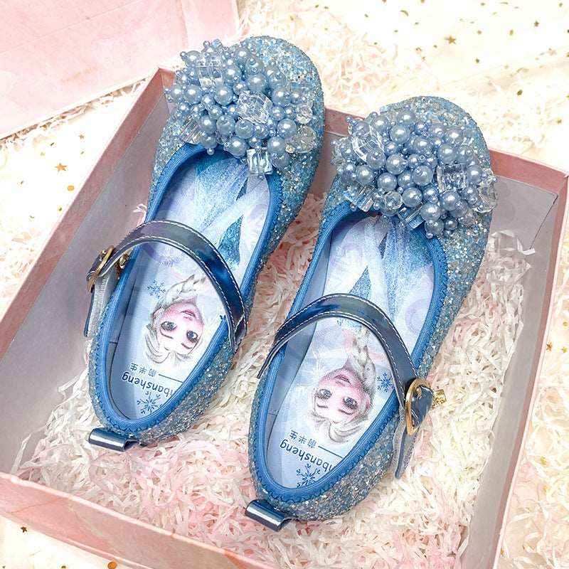 Princess Shoes New Spring And Autumn Aisha Crystal Children's Soft Sole Small Leather Shoes