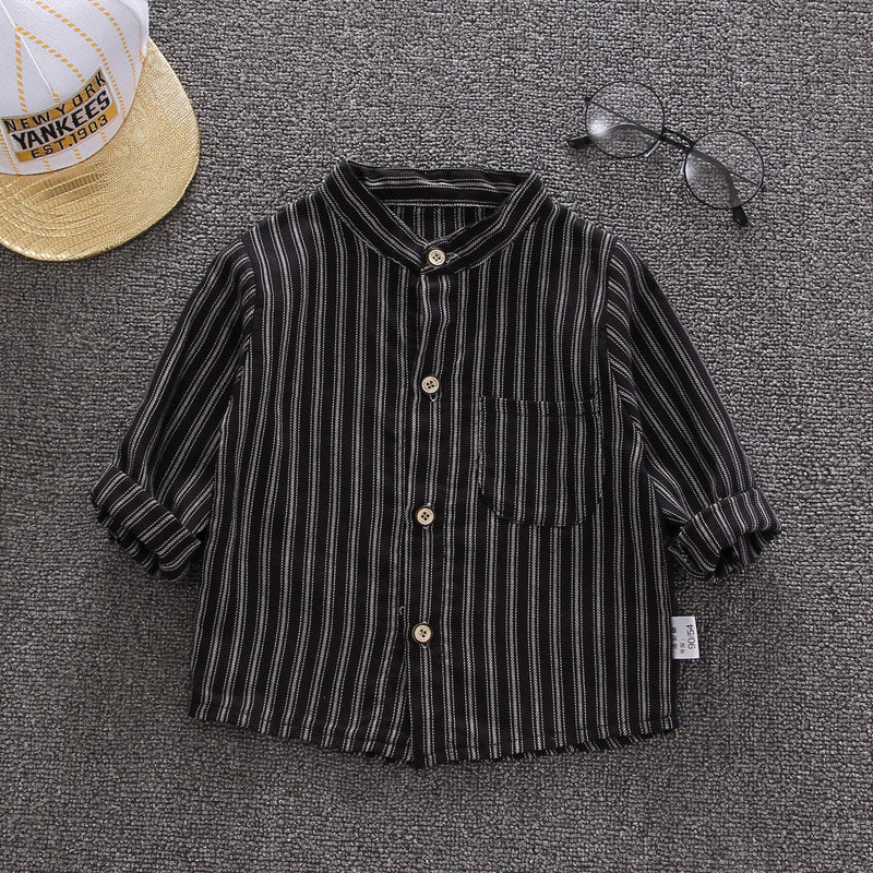 Boy's Plaid Shirt Baby Korean Style Loose Lapel Long Sleeve Plaid Shirt - Tokcobstore