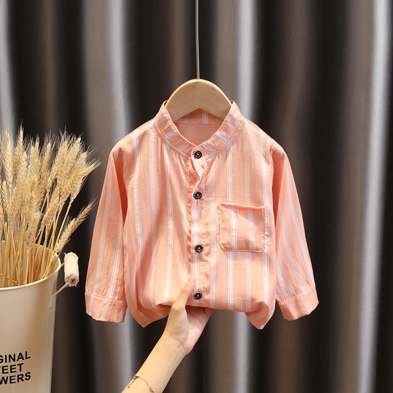 Boy's Plaid Shirt Baby Korean Style Loose Lapel Long Sleeve Plaid Shirt - Tokcobstore