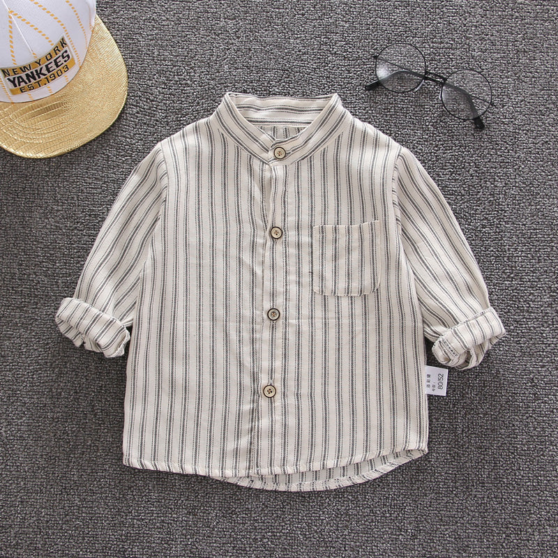Boy's Plaid Shirt Baby Korean Style Loose Lapel Long Sleeve Plaid Shirt - Tokcobstore