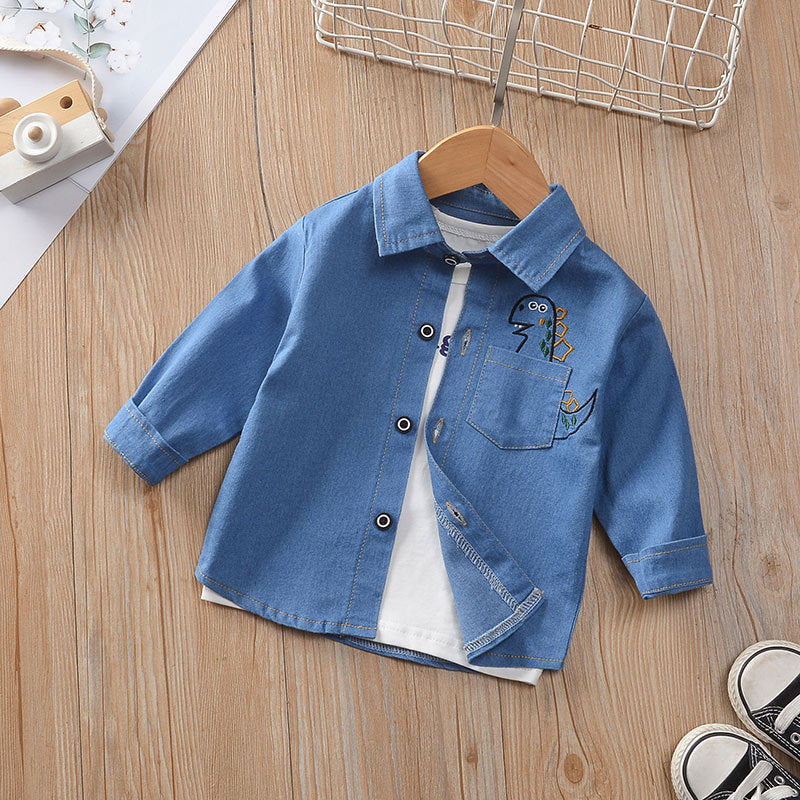 Boy's Plaid Shirt Baby Korean Style Loose Lapel Long Sleeve Plaid Shirt - Tokcobstore