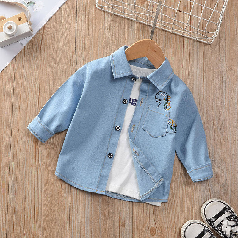 Boy's Plaid Shirt Baby Korean Style Loose Lapel Long Sleeve Plaid Shirt - Tokcobstore