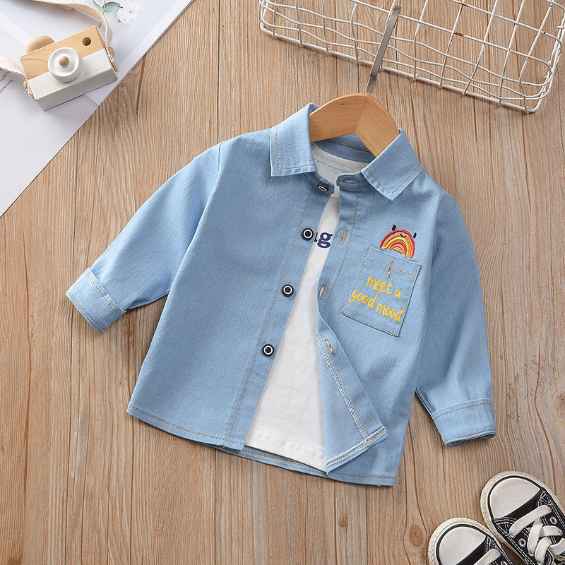 Boy's Plaid Shirt Baby Korean Style Loose Lapel Long Sleeve Plaid Shirt - Tokcobstore