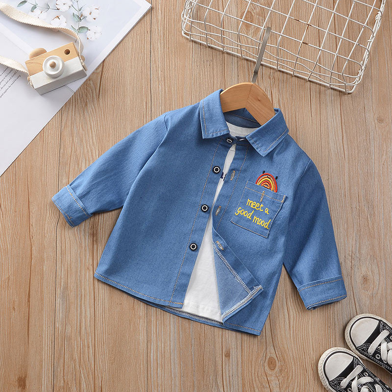 Boy's Plaid Shirt Baby Korean Style Loose Lapel Long Sleeve Plaid Shirt - Tokcobstore