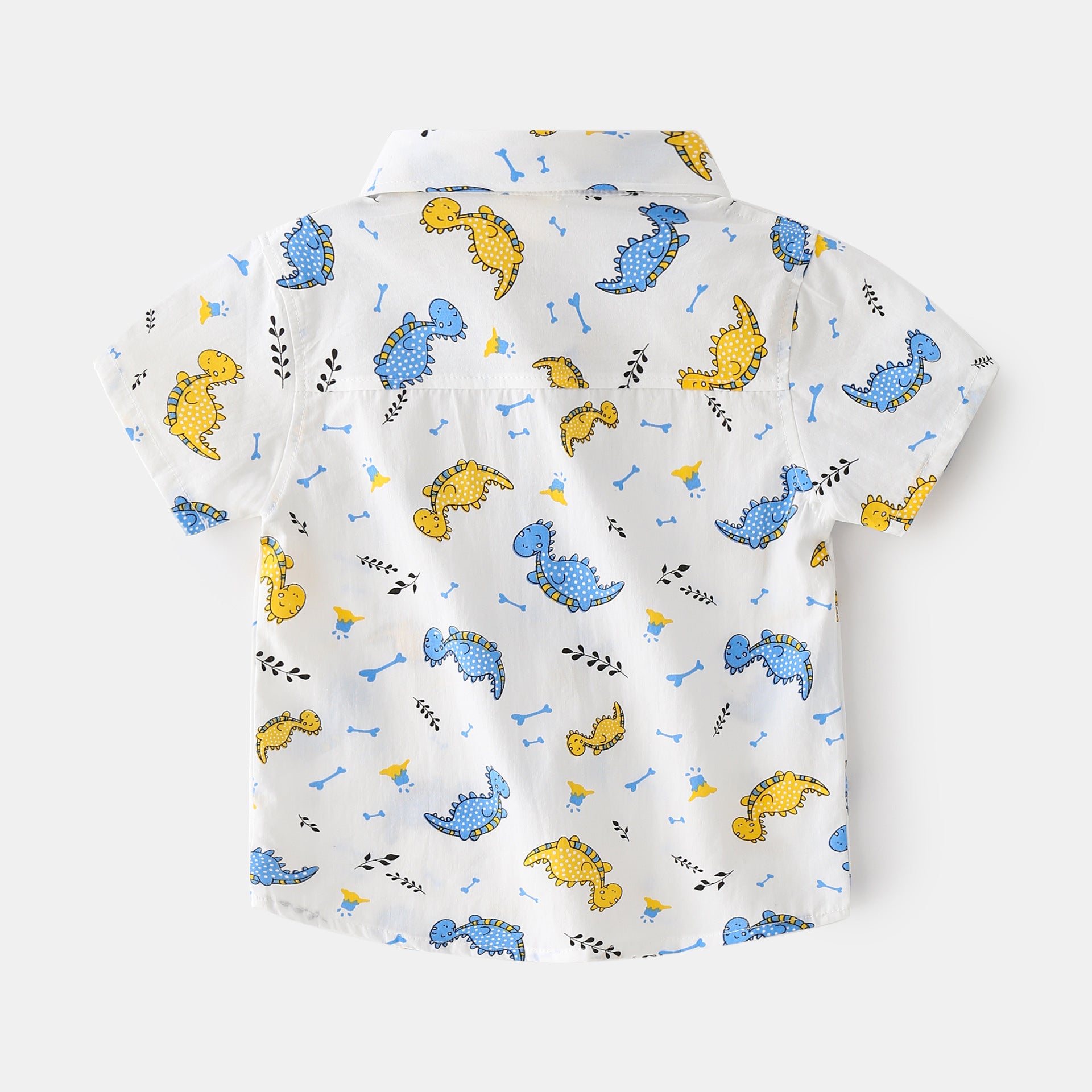 Summer Boys' Cotton Short-sleeved Shirt Soft Casual Style Lapel Design Cartoon Short-sleeved - Tokcobstore