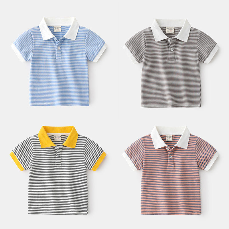 Summer Boys Short-sleeved POLO Shirt, Casual Middle And Small Children's Cotton Short-sleeved - Tokcobstore