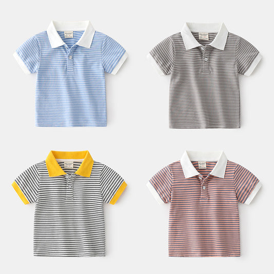 Summer Boys Short-sleeved POLO Shirt, Casual Middle And Small Children's Cotton Short-sleeved - Tokcobstore