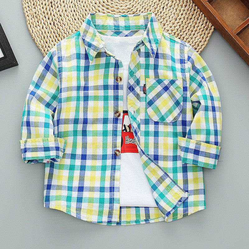 Boys Long Sleeve Plaid Shirt Jacket Spring - Tokcobstore