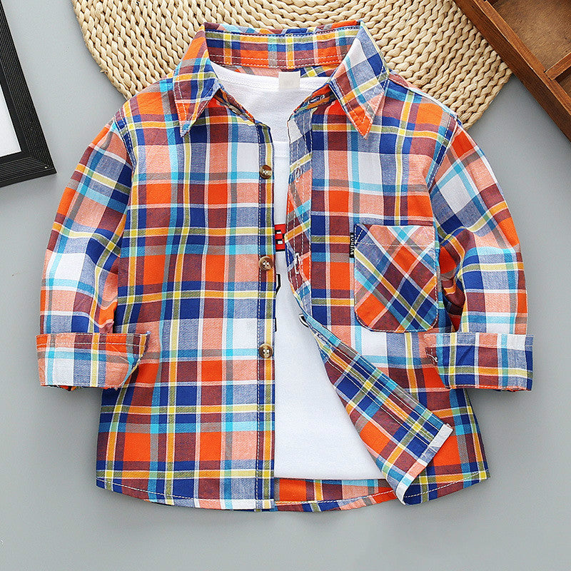 Boys Long Sleeve Plaid Shirt Jacket Spring - Tokcobstore